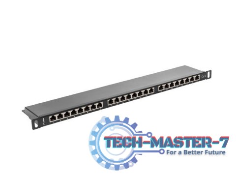 Patch Panel 24 Port 0.5U Kat.6 czarny ekranowany Patch Panel 24 Port 0.5U Kat.6 czarny ekranowany