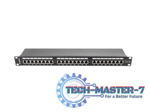 Patch Panel 24 Port 1U Kat.5E czarny ekranowany Patch Panel 24 Port 1U Kat.5E czarny ekranowany