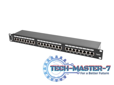 Patch Panel 24 Port 1U Kat.6 czarny ekranowany Patch Panel 24 Port 1U Kat.6 czarny ekranowany