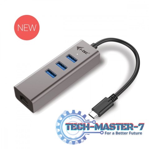 USB-C Metal 3-portowy HUB z adapterem Gigabit Ethernet
