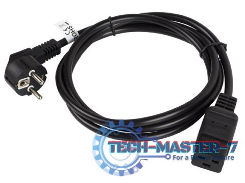 Kabel zasilający CEE 7/7 - IEC 320 C19 16A VDE 1.8M czarny Kabel zasilający CEE 7/7 - IEC 320 C19 16A VDE 1.8M czarny