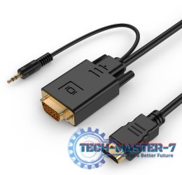 Konwerter HDMI do VGA mini Jack 1.8 m czarny