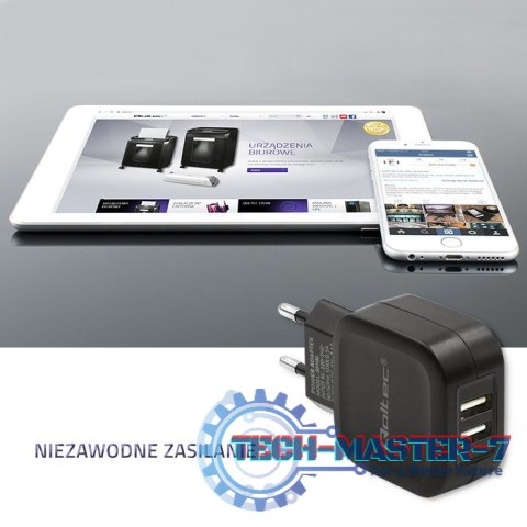 Ładowarka sieciowa 17W | 5V | 3.4A | 2xUSB + kabel USB typC Ładowarka sieciowa 17W | 5V | 3.4A | 2xUSB + kabel USB typC