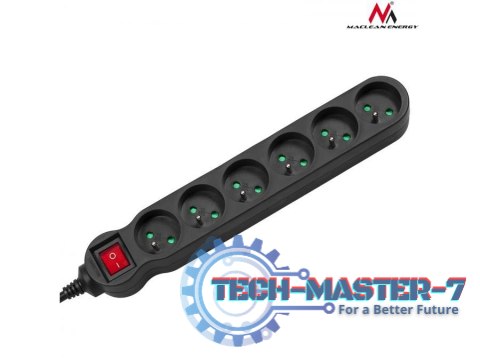 Listwa zasilająca 6g 3m MCE187 2300W czarna Listwa zasilająca 6g 3m MCE187 2300W czarna