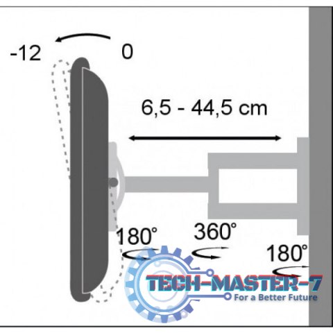 Uchwyt ścienny LCD/LED 19-37cali podwójne ramię, 25kg, czarny Uchwyt ścienny LCD/LED 19-37cali podwójne ramię, 25kg, czarny