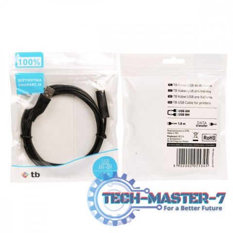 Kabel USB AM-BM 1.8 czarny Kabel USB AM-BM 1.8 czarny