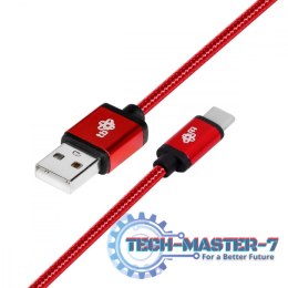 Kabel USB-USB C 1.5m rubinowy sznurek