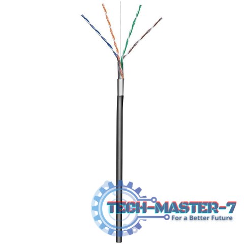 Kabel skrętka zewnętrzna F/UTP Cat5e 4x2 drut CCA 305m czarny