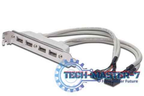 Kabel na śledziu USB 2.0 HighSpeed Typ 2xIDC (5pin)/4xUSB A M/Ż szary 0,25m Kabel na śledziu USB 2.0 HighSpeed Typ 2xIDC (5pin)/4xUSB A M/Ż szary 0,25m