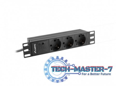 Listwa zasilająca Rack PDU 10 cali 1U 3x Schuko 2m 10A czarna C14