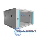 Szafka wisząca rack 6U 600x600 szara szklane drzwi