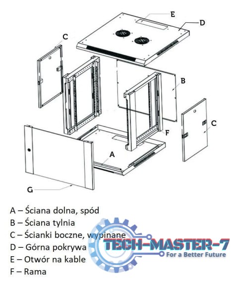 Szafka wisząca rack 6U 600x600 szara szklane drzwi Szafka wisząca rack 6U 600x600 szara szklane drzwi