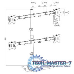Uchwyt na 4 monitory 13-32, max. 8kg