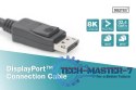 Kabel połączeniowy DisplayPort z zatrzaskami 8K 30Hz UHD Typ DP/DP M/M czarny 2m
