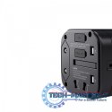 PA-TA01 Black uniwersalny podróżny adapter sieciowy 2xUSB+1xUSB C | 7.8A | pasuje w 150 krajach