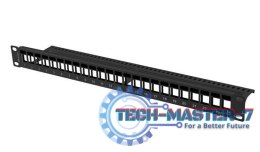Patch panel pusty 24 porty 1U 19 cali czarny do modułów keystone