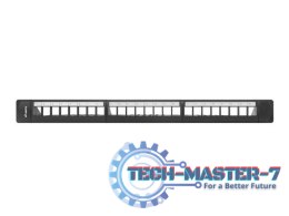Patch panel pusty 24 porty 1U 19 cali czarny z organizerem do modułów keystone