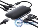 CB-C71 aluminiowy HUB USB-C | 8w1 | RJ45 Ethernet 10/100/1000Mbps | 3xUSB 3.1 | HDMI 4k@30Hz | SD i microSD | USB-C Power Delive