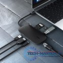 CB-C71 aluminiowy HUB USB-C | 8w1 | RJ45 Ethernet 10/100/1000Mbps | 3xUSB 3.1 | HDMI 4k@30Hz | SD i microSD | USB-C Power Delive