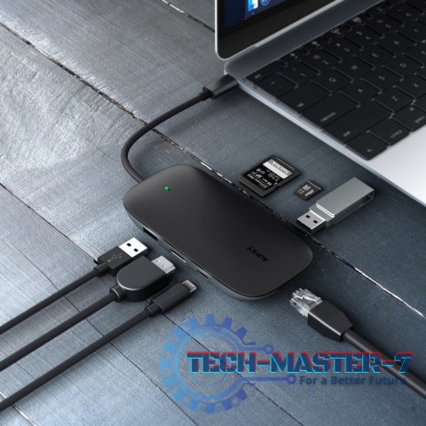 CB-C71 aluminiowy HUB USB-C | 8w1 | RJ45 Ethernet 10/100/1000Mbps | 3xUSB 3.1 | HDMI 4k@30Hz | SD i microSD | USB-C Power Delive CB-C71 aluminiowy HUB USB-C | 8w1 | RJ45 Ethernet 10/100/1000Mbps | 3xUSB 3.1 | HDMI 4k@30Hz | SD i microSD | USB-C Power Delive