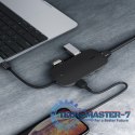CB-C71 aluminiowy HUB USB-C | 8w1 | RJ45 Ethernet 10/100/1000Mbps | 3xUSB 3.1 | HDMI 4k@30Hz | SD i microSD | USB-C Power Delive