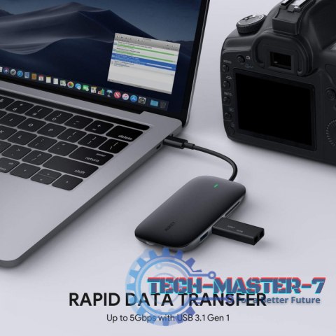 CB-C71 aluminiowy HUB USB-C | 8w1 | RJ45 Ethernet 10/100/1000Mbps | 3xUSB 3.1 | HDMI 4k@30Hz | SD i microSD | USB-C Power Delive CB-C71 aluminiowy HUB USB-C | 8w1 | RJ45 Ethernet 10/100/1000Mbps | 3xUSB 3.1 | HDMI 4k@30Hz | SD i microSD | USB-C Power Delive