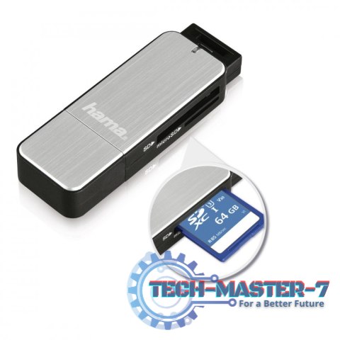 Czytnik kart SD/microSD USB 3.0 srebrny Czytnik kart SD/microSD USB 3.0 srebrny