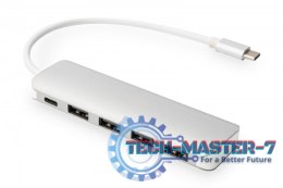 HUB/Koncentrator 4-portowy USB 3.0 SuperSpeed z Typ C Power Delivery, aluminium