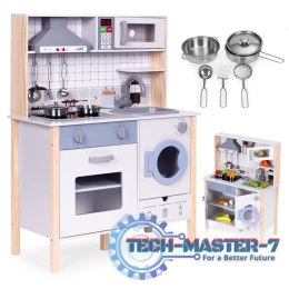 Drewniana kuchnia dla dzieci dźwięki LED piekarnik pralka akcesoria kuchenne ECOTOYS ECOTOYS