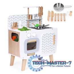 Drewniana kuchnia dla dzieci retro piekarnik palniki zlew akcesoria kuchenne ECOTOYS ECOTOYS