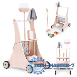 Drewniany zestaw do sprzątania wózek ECOTOYS ECOTOYS