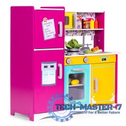 Duża drewniana kuchnia dla dzieci kolorowa otwierana lodówka piekarnik mikrofalówka ECOTOYS ECOTOYS