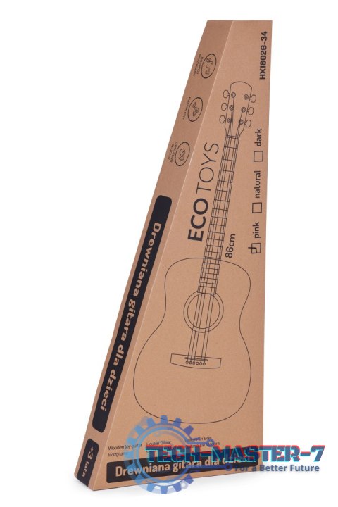 Gitara dla dzieci różowa duża - 34` drewniana 6 strun metalowe i nylonowe ECOTOYS ECOTOYS Gitara dla dzieci różowa duża - 34` drewniana 6 strun metalowe i nylonowe ECOTOYS ECOTOYS
