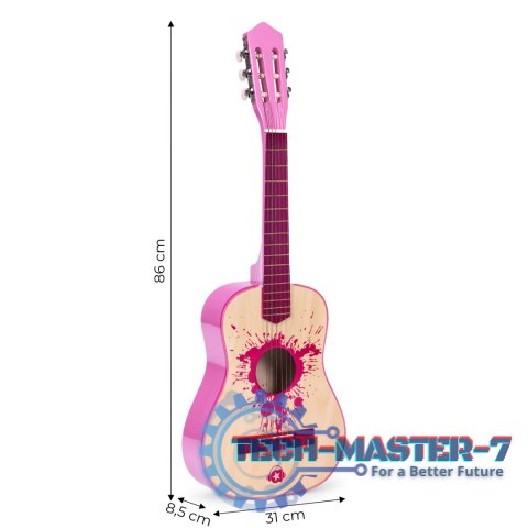 Gitara dla dzieci różowa duża - 34` drewniana 6 strun metalowe i nylonowe ECOTOYS ECOTOYS Gitara dla dzieci różowa duża - 34` drewniana 6 strun metalowe i nylonowe ECOTOYS ECOTOYS