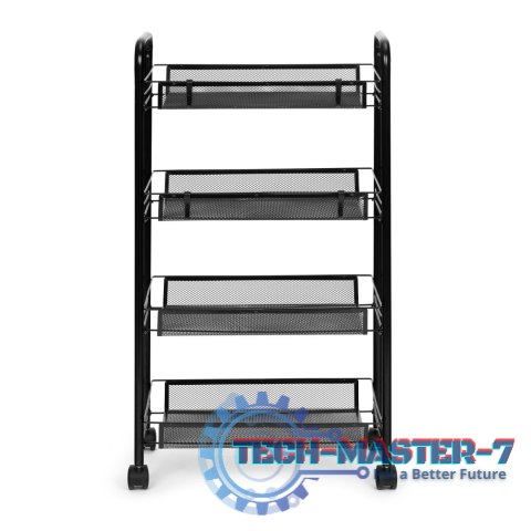 Regał organizer pomocnik do kuchni łazienki metalowy 4 półki kółka czarny ModernHome ModernHome Regał organizer pomocnik do kuchni łazienki metalowy 4 półki kółka czarny ModernHome ModernHome
