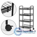 Regał organizer pomocnik do kuchni łazienki metalowy 4 półki kółka czarny ModernHome ModernHome