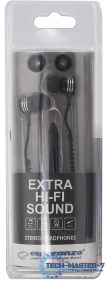 Słuchawki douszne z mikrofonem ESPERANZA EH161K ZIPPER (1.2m /3.5 mm wtyk/Czarny)