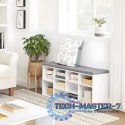 Szafka na buty z szarą poduszką 10 półek biała ModernHome