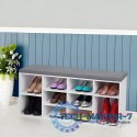 Szafka na buty z szarą poduszką 10 półek biała ModernHome