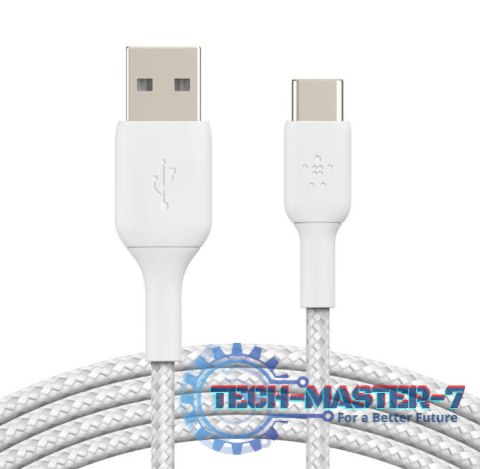 Kabel Braided USB-C USB-A 3m biały Kabel Braided USB-C USB-A 3m biały