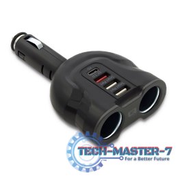 Samochodowy rozdzielacz gniazda zapalniczki 12-24V | 52W | 2.4A |2xUSB | USB QC 3.0 | USB-C PD | 2xgniazdo zapalniczki