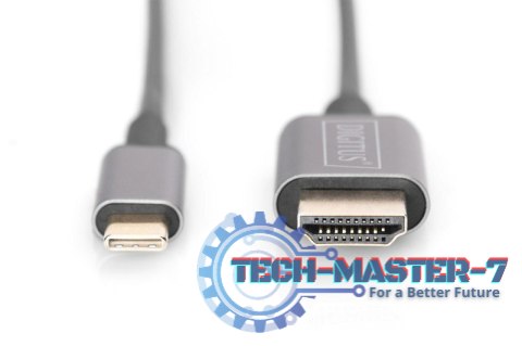 Kabel adapter HDMI 4K 30Hz na USB Typ C 3.1 metalowa obudowa HQ czarny 1.8m Kabel adapter HDMI 4K 30Hz na USB Typ C 3.1 metalowa obudowa HQ czarny 1.8m