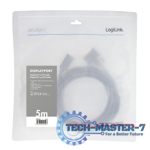 Kabel DisplayPort 1.2 do DVI 5m Czarny Kabel DisplayPort 1.2 do DVI 5m Czarny
