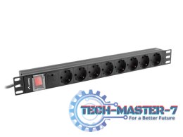 Listwa zasilająca Rack PDU 19 1U 16A 8X schuko 2M czarna