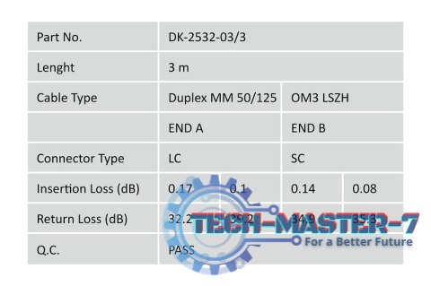 Patchcord światłowodowy FO LC-SC MM 50/125 OM3 duplex LSOH 3m Patchcord światłowodowy FO LC-SC MM 50/125 OM3 duplex LSOH 3m