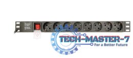 Listwa zasilająca rack (PDU), 8 gniazd typ Schuko, 1U, 16A, wtyk Schuko 3m