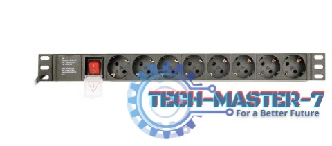 Listwa zasilająca rack (PDU), 8 gniazd typ Schuko, 1U, 16A, wtyk Schuko 3m