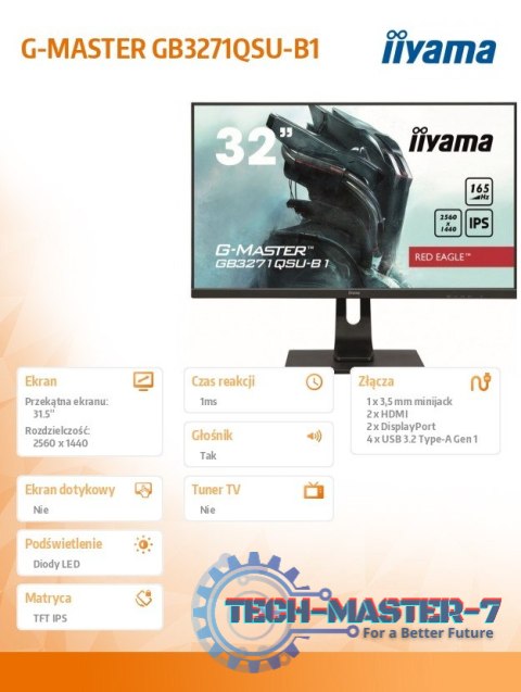 Monitor 31.5 cala GB3271QSU-B1 QHD,1ms,IPS,165Hz,HDMI,DP,400cd,FreeSync Monitor 31.5 cala GB3271QSU-B1 QHD,1ms,IPS,165Hz,HDMI,DP,400cd,FreeSync