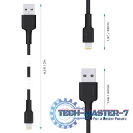 CB-AL05 nylonowy kabel Quick Charge Lightning-USB | 2m | certyfikat MFi Apple