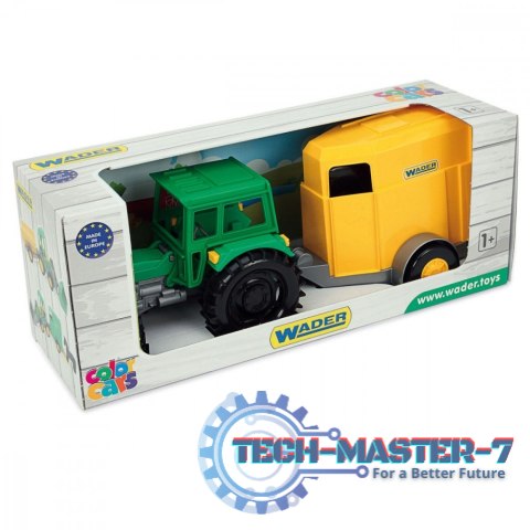 Farmer traktor z przyczepą na konie w kartonie
